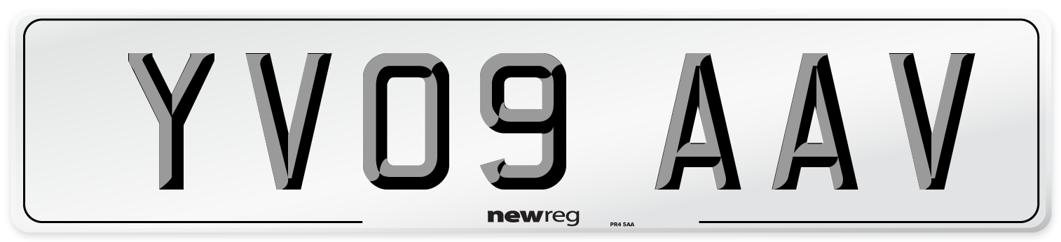 YV09 AAV Number Plate from New Reg